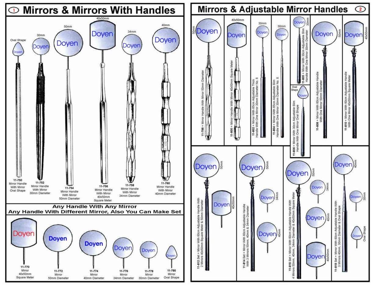 Dental Mirror & Handle & Adjustable Handles